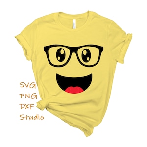Smart Emoji Svg, Dxf, Png, Nerd Emoji Svg, Emoji Shirt Svg, Nerd Emoji Birthday Shirt Svg for Cricut, Silhouette, Instant Download