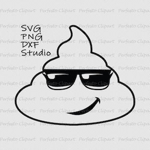 Poop  Emoji with Sunglasses SVG, PNG, Poop Emoji With Glasses, Poop Emoji Birthday Shirt, Poop Emoji Black, Poop Emoji Cricut, Silhouette