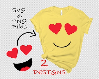 Emoji de ojos de corazón SVG, PNG, Emoji DIY Camiseta de cumpleaños, Camiseta, Emoji Clipart, Descarga instantánea