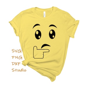 Thinking Face Emoji Svg, Png, Dxf,  Thinking  Svg, Chin Thumb Emoji Birthday Shirt Svg for Cricut, Silhouette, Thinker, Throwing Shade