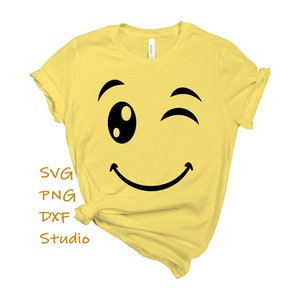 Emoji faccina ammiccante Svg, Png, Dxf, faccina ammiccante Svg, faccina ammiccante Emoji maglietta di compleanno Svg per Cricut, Silhouette, download immediato