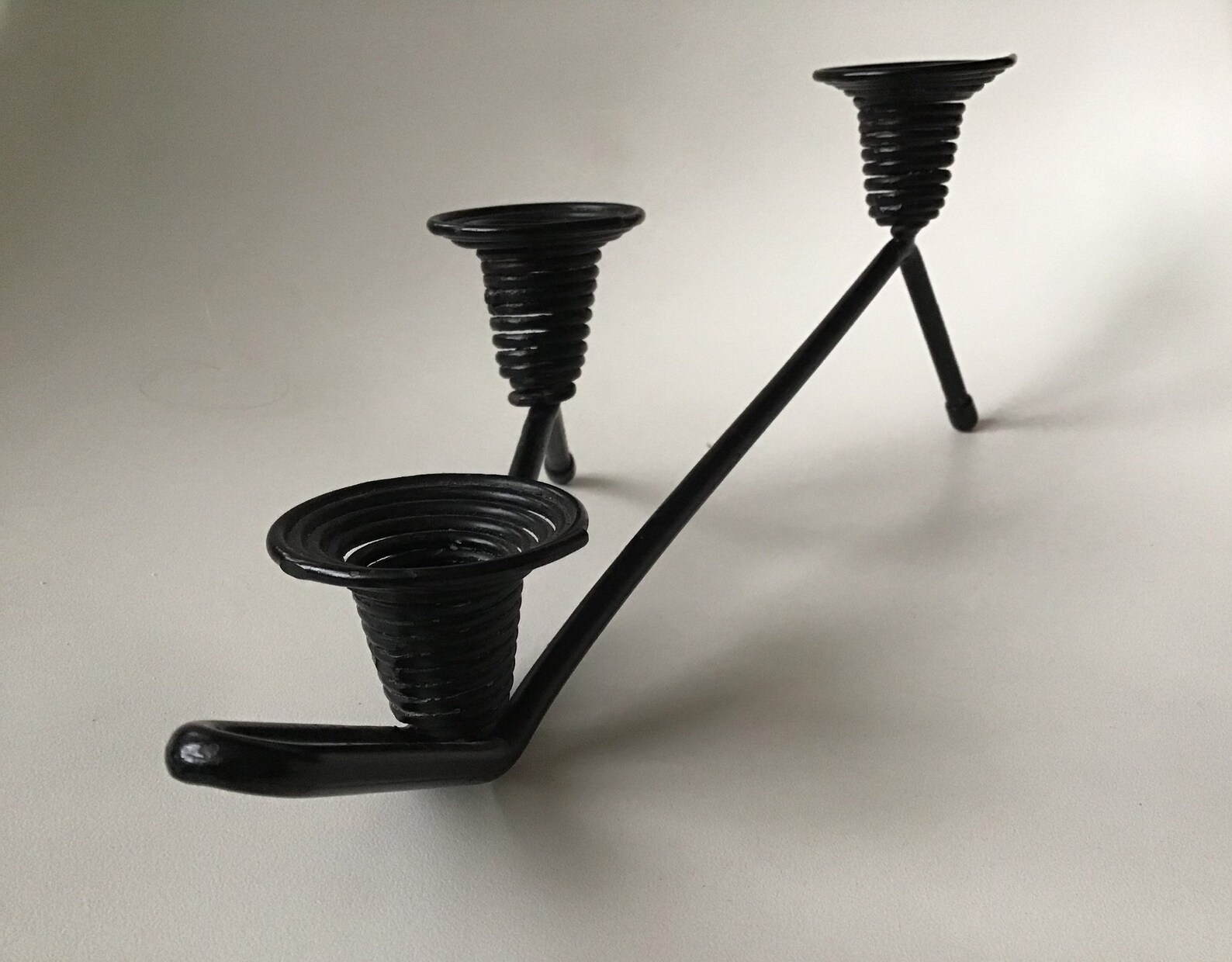 Vintage candle holder of black wire metal Etsy