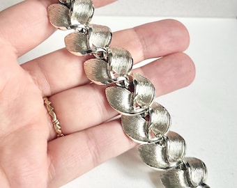 Vintage Silver Plate 1970’s Plait Effect Brutalist Bracelet Textured Unusual Link Costume Jewellery