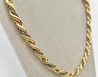 1980s Vintage Gold Rope Chain and Silver Ball Chain Chunky  display picture 2