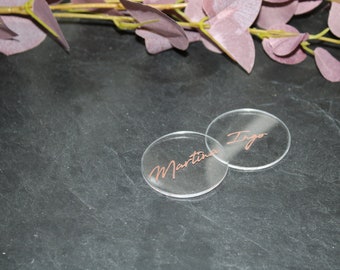 Acrylic place card | Printed acrylic glass | Wedding Papeterie | Place Card | transparent | noble |