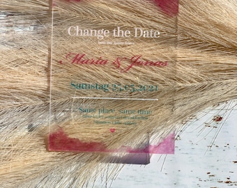 Save-the-date | Change-the-date | Einladung zur Hochzeit aus Acrylglas | Hochzeitspapeterie | Menükarte | transparent | edel