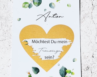 Trauzeuge Trauzeugin Karte | Rubbelkarte | personalisierte Hochzeitspapeterie