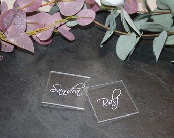 Acrylic place card | Printed acrylic glass | Wedding stationery | place card | transparent | noble |