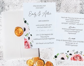 Hochzeitseinladung | Transparentpapier | personalisierte Hochzeitspapeterie | Siegel | Prägung