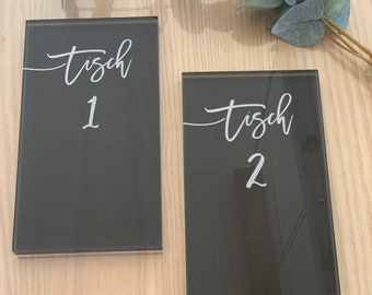 Table numbers made of acrylic glass | Wedding stationery | transparent | noble