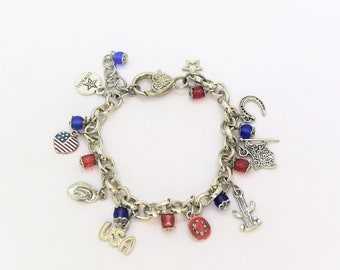 Bracelet, breloques ,western, country ,Américain ,cowboy, cowgirl