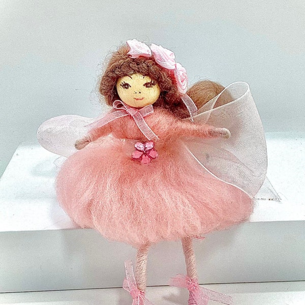 anges de Noël,fée, Lutine rose, fée en laine , elfes ,décorations ,  chambre d'enfant