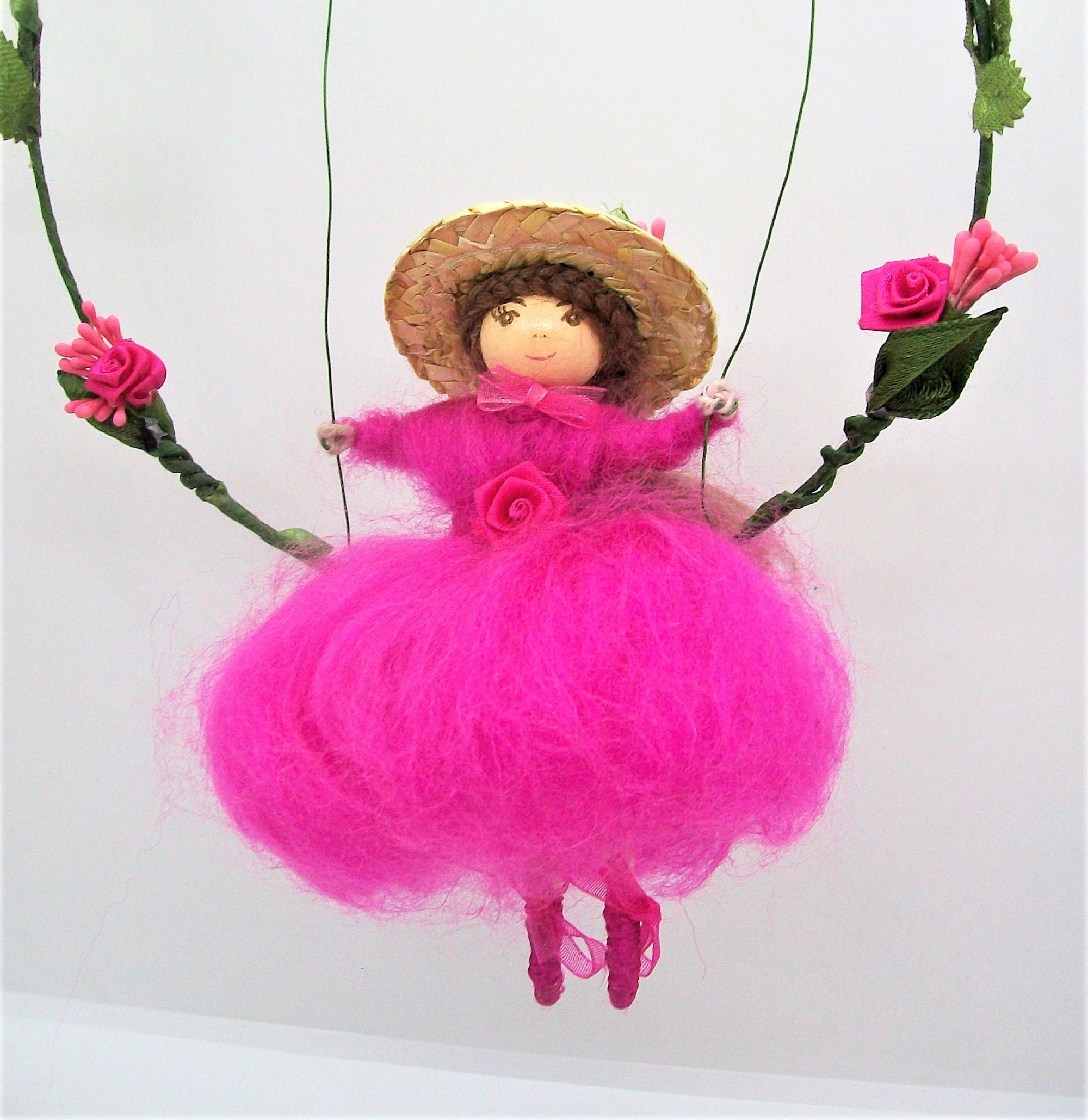 Fée, Lutine Rose, Fée en Laine , Elfes , Décorations Chambre d'enfant