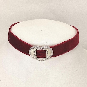Velvet choker necklace with heart loop, gift idea