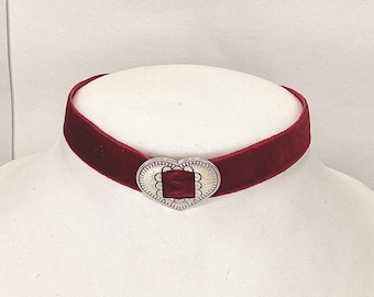 Velvet choker necklace with heart loop, gift idea