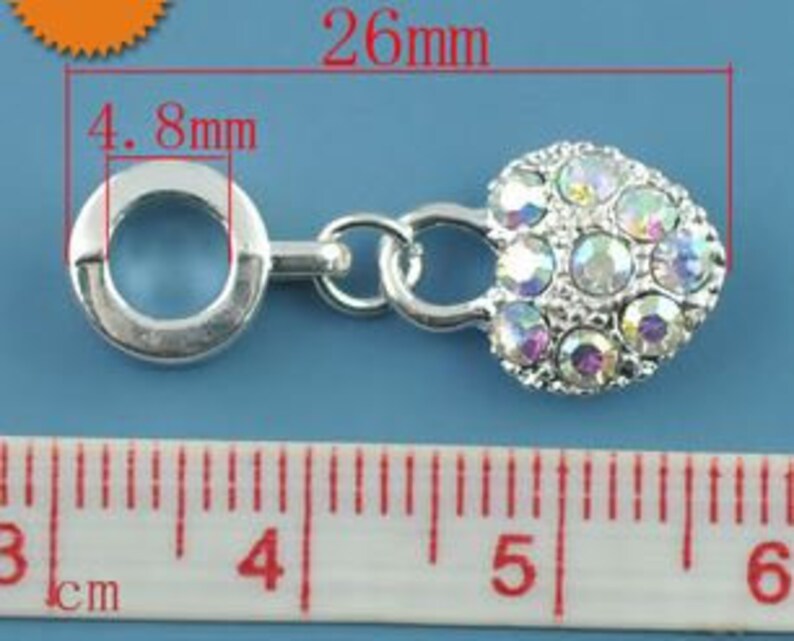26x10 mm Pearl heart charm lot 5 silver metal silver rhinestones