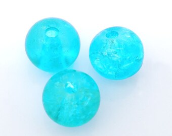 lot 5 turquoise blue Crackle 12 mm glass beads