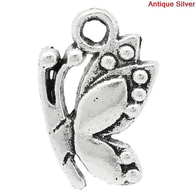 17x11 mm lot 5 Butterfly charm pendant charm silver metal