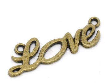 1 connector love antiqued bronze tone metal 33 * 10 mm