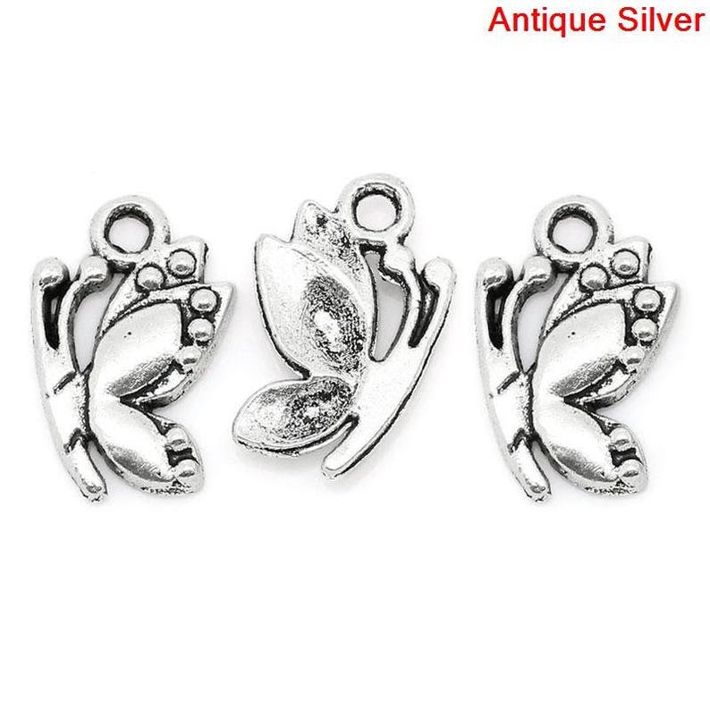 17x11 mm lot 5 Butterfly charm pendant charm silver metal