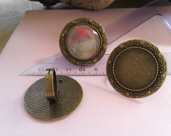 10mm,lot,clip bronze earring,not pierced,collage image glass,cabochon stone,supply DIY haberdashery,vintage gothic boheme