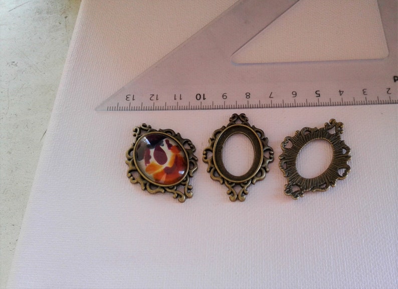 bronze brass,collage cabochon oval,18x25mm,Gothic Victorian boheme,supply DIY haberdashery base pendant open frame