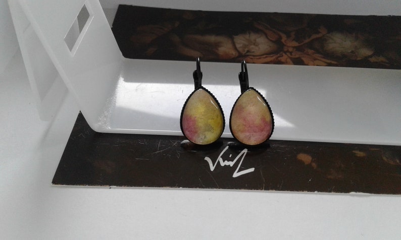 original watercolor ooak,French painter,sleepy drops,yellow black pink,bobo boho gothic,Victorian baroque,fashion punk