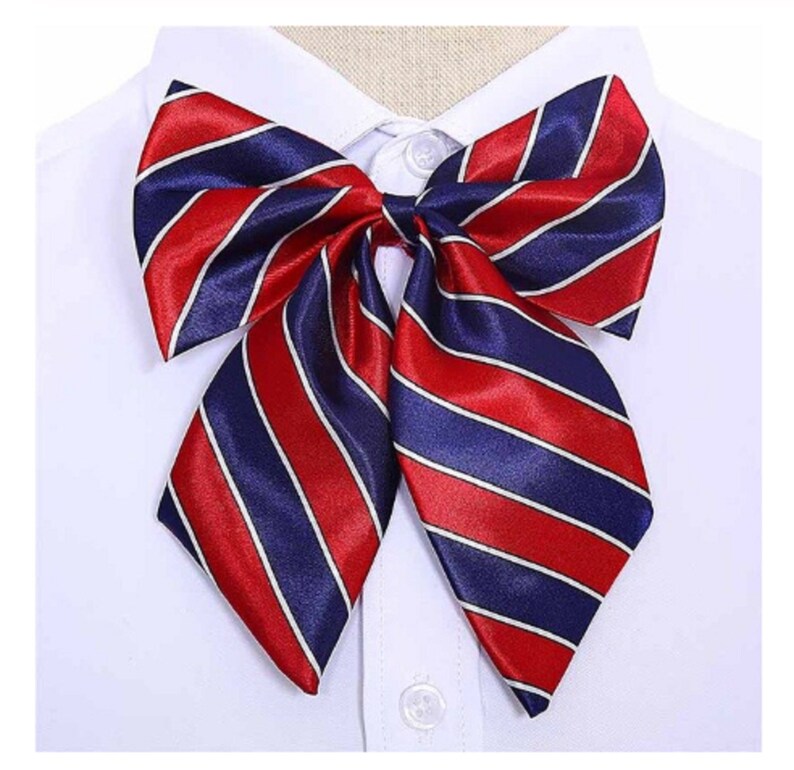 12x17cm knotted woman/'s bow tie,red white blue lavali\u00e8re,polyester,adjustable collar ride,accessory jewelry suit woman,woman/'s tie