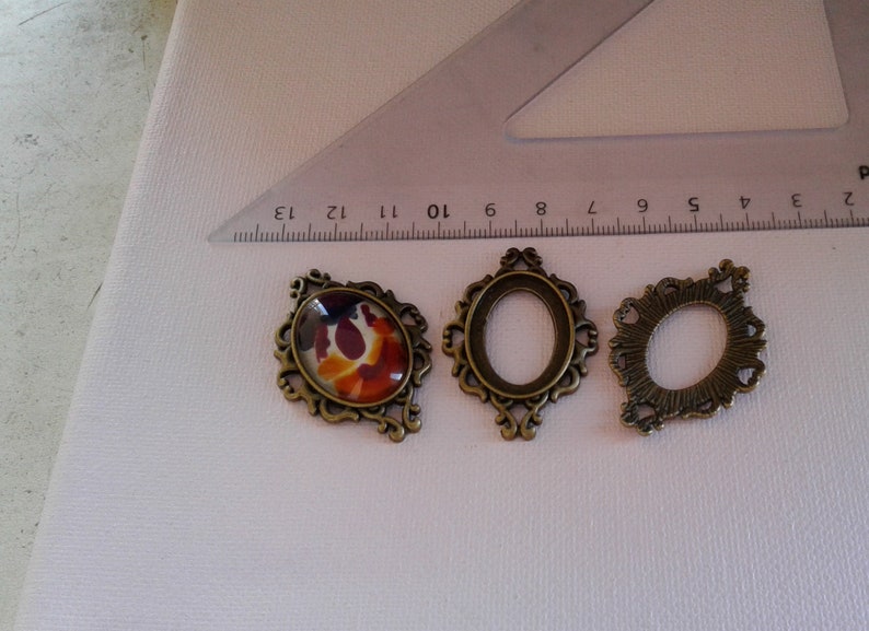 bronze brass,collage cabochon oval,18x25mm,Gothic Victorian boheme,supply DIY haberdashery base pendant open frame