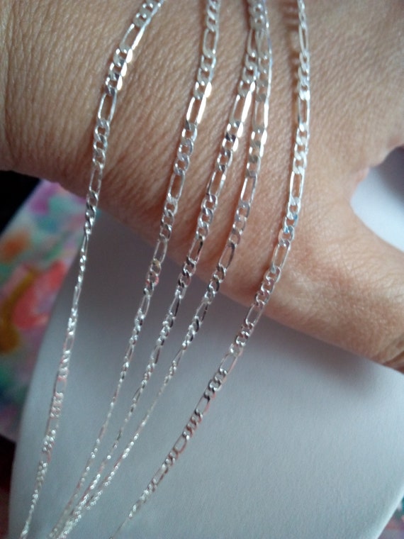 Buy 41cm 925 Silver Figaro Chain 16 Inches Carabiner Clasp