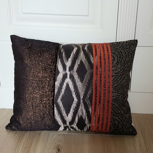 coussin cuivre et marron