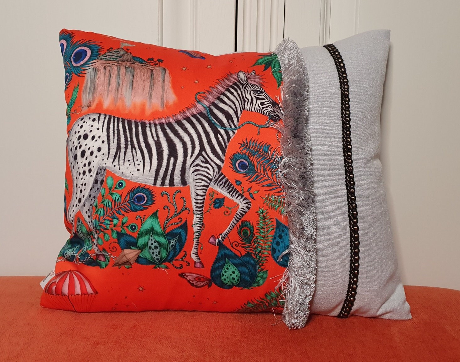 Coussin Zèbre à Franges