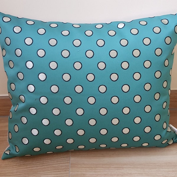 Coussin à pois turquoise