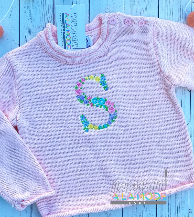 Monogrammed Roll Neck Toddler Sweater Cotton Monogrammed Etsy