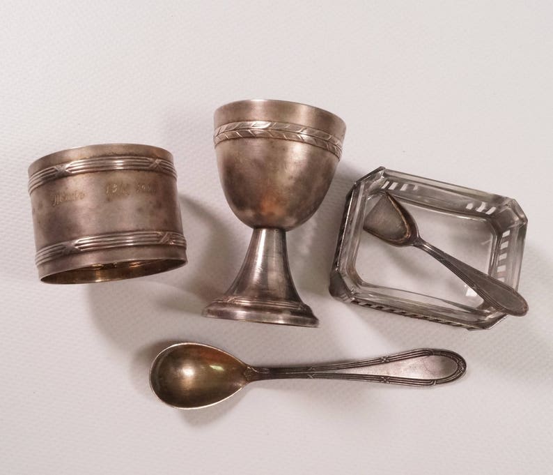 Rare 1920s WMF #125 W\u00dcRTTEMBERGISCHE Elite Breakfast Egg Set in Box 5 pieces