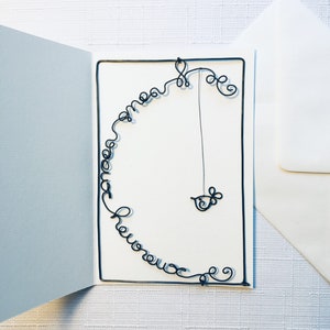 Wire postcard, I wish you happiness, wedding card, greeting card, little wire message, artist card