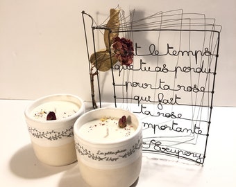 Message candle, 3 in 1 candle: candle + reusable ceramic cup + small word gift