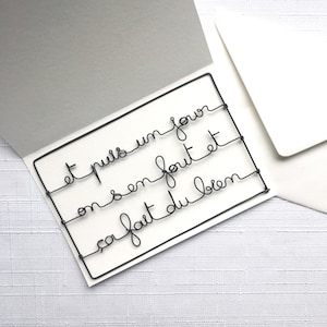 Carte postale en fil de fer  Lâcher prise  Carte à message  Carte avec enveloppe  Petit mot fil de fer