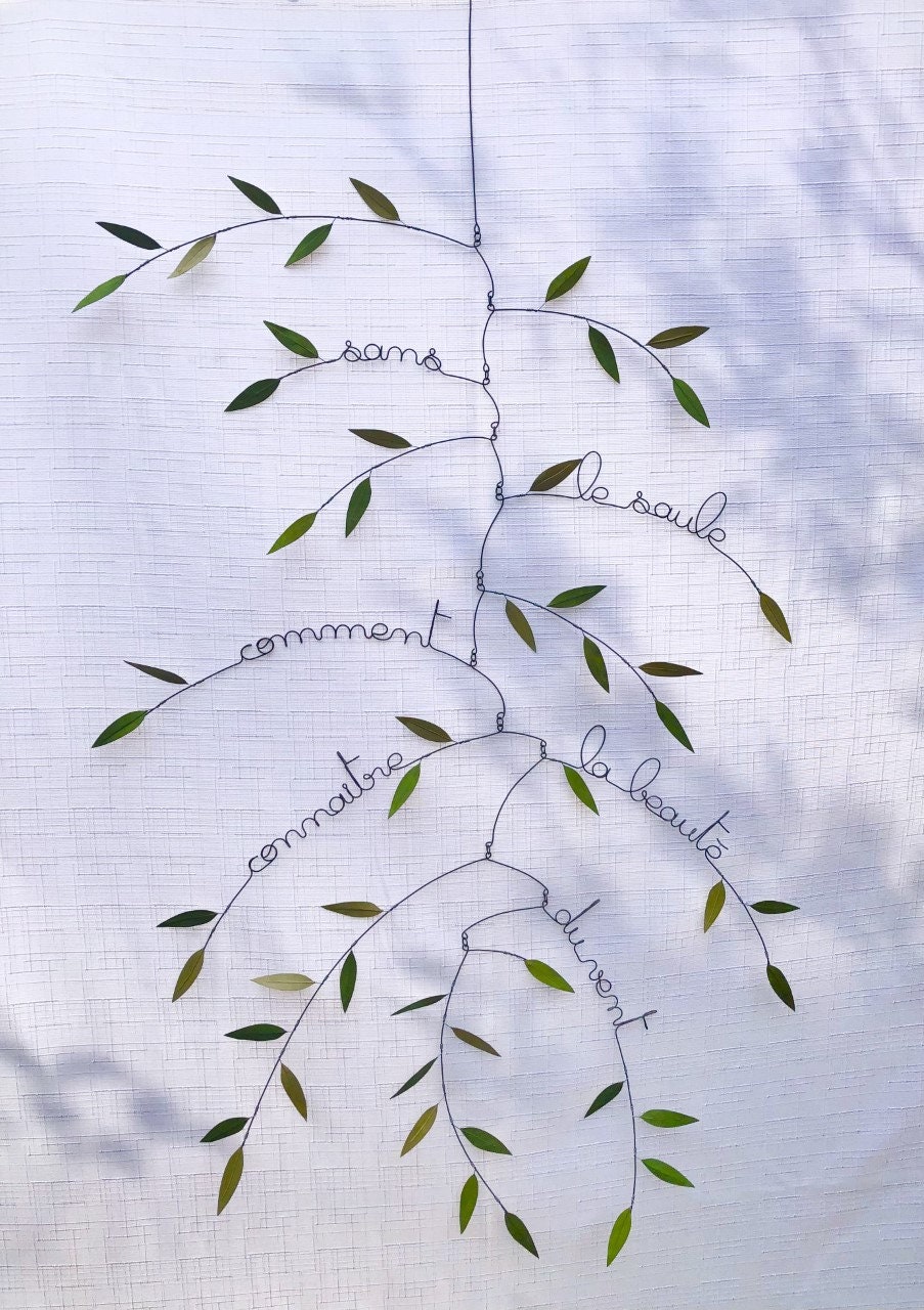 Mobile Branche de Saule avec Citation Poétique Lao She