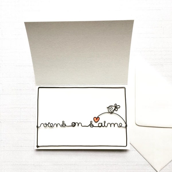 Wire postcard, message card, card with envelope, little word wire, declaration of love