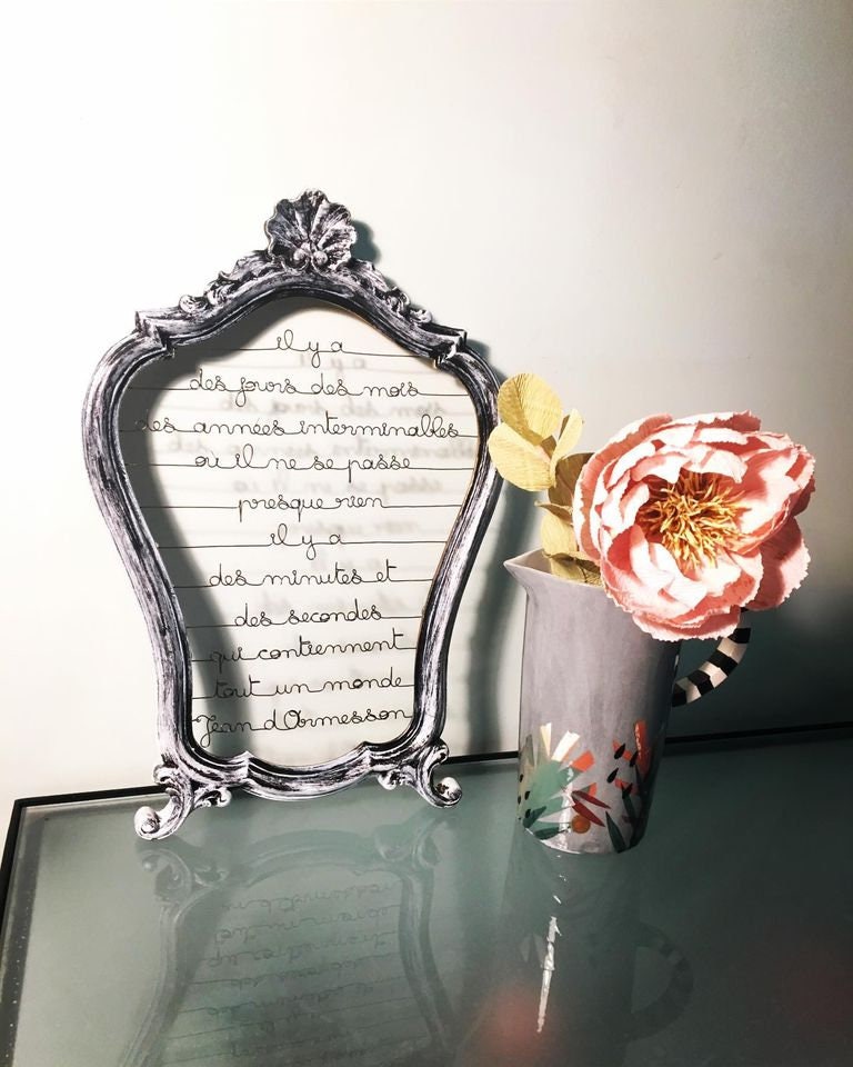 Cadre Ancien avec Citation Fil de Fer Décoration Murale Ecriture Phrase Fer