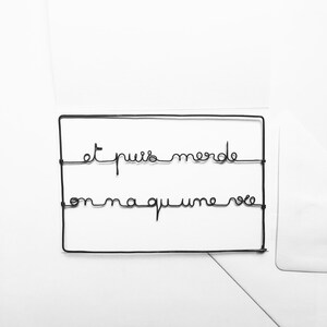Carte postale en fil de fer, carte à message, carte avec enveloppe, petit mot fil de fer