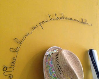 Ecriture fil de fer, phrase fil de fer, citation fil de fer, décoration murale fil de fer