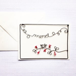 Carte postale en fil de fer, carte à message, carte avec enveloppe, petit mot fil de fer, merci