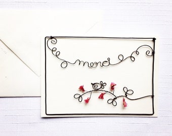 Postcard in wire, message card, card with envelope, little word wire, thank you
