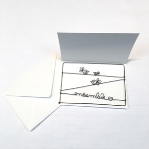 Carte postale en fil de fer, carte à message, carte avec enveloppe, petit mot fil de fer, ensemble