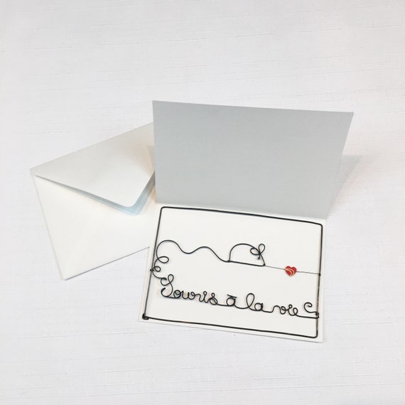 Carte postale en fil de fer, carte à message, carte avec enveloppe