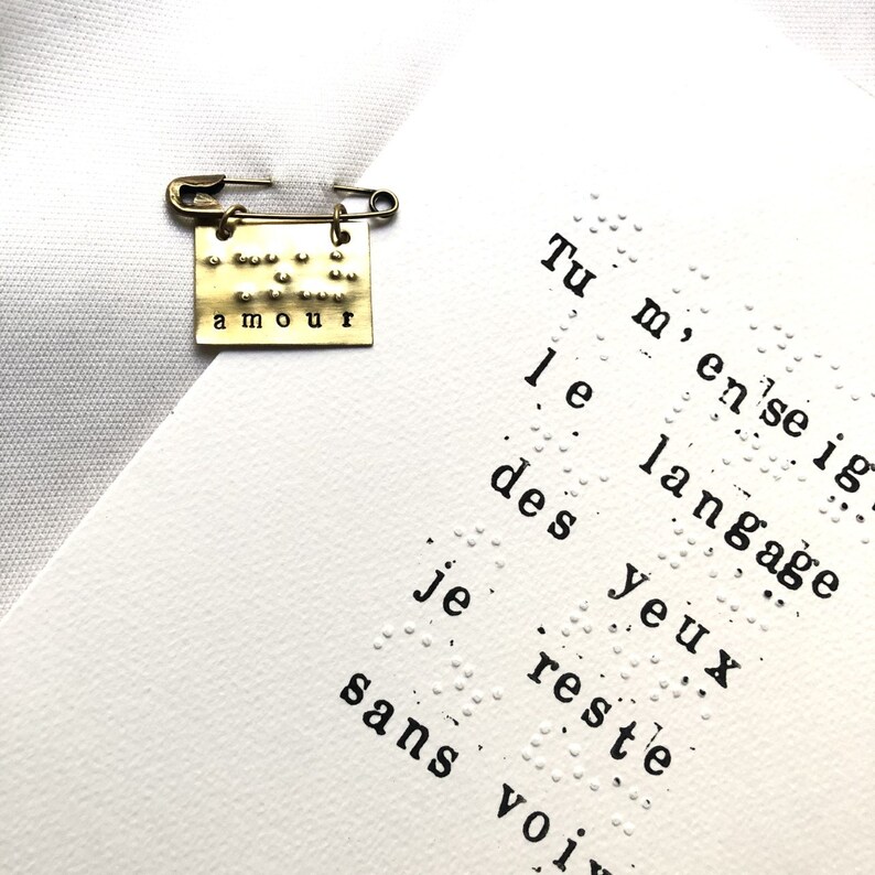 Braille brooch Love Kiss Braille jewel Message brooch Text brooch Jewel with message Jewel with text image 2