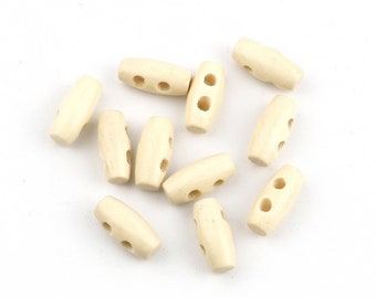 set of 10 natural wooden buttons barrel sleeper 16 X 7 mm 3 mm holes