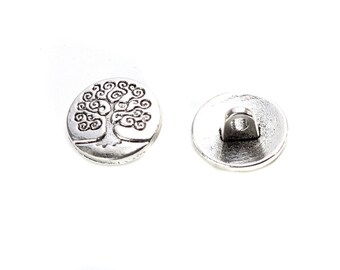 lot de 10 boutons "arbre " en argent vieilli de 14 mm de diamètre